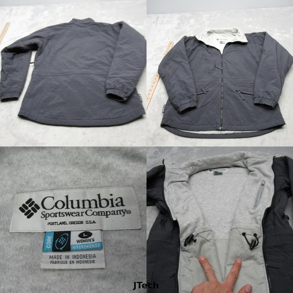 Vintage Columbia Jacket Womens Large Gray Zip Pockets Interchange Full Zip Parka - Picture 1 of 15